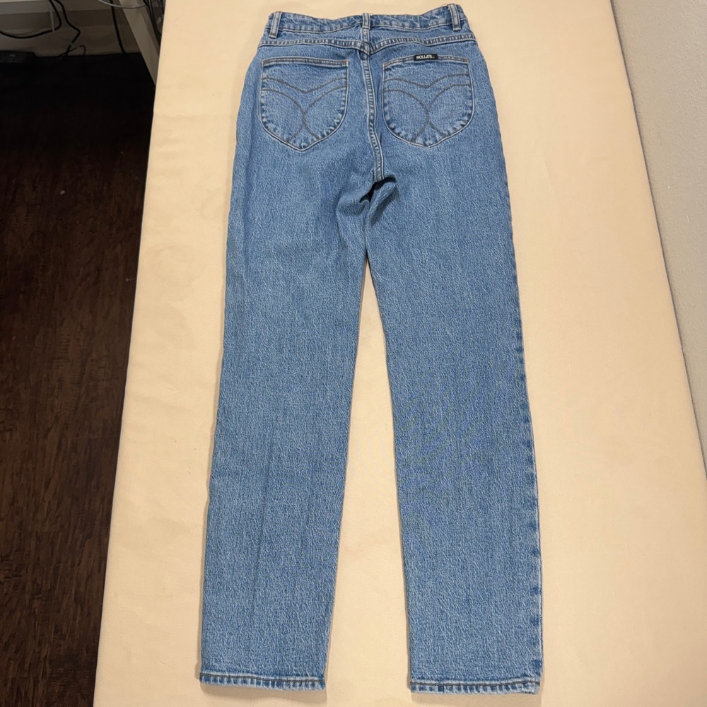 Rollas Dusters High Rise Slim Straight Leg Jeans Blue Size 27 Retro Classic EUC - Picture 7 of 15